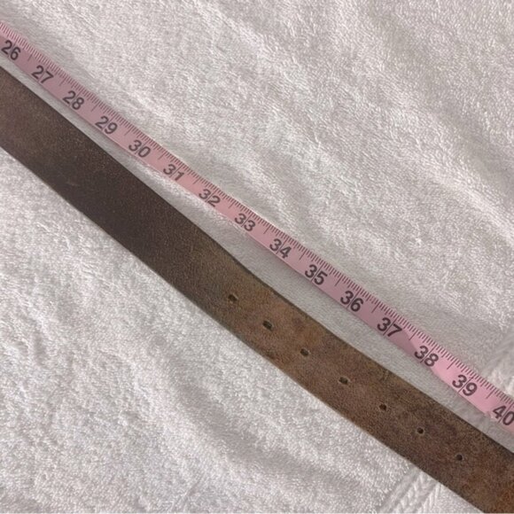 Vintage Bluenotes Brown Leather Boho Belt With Brass Tone Flowers - Picture 11 of 13